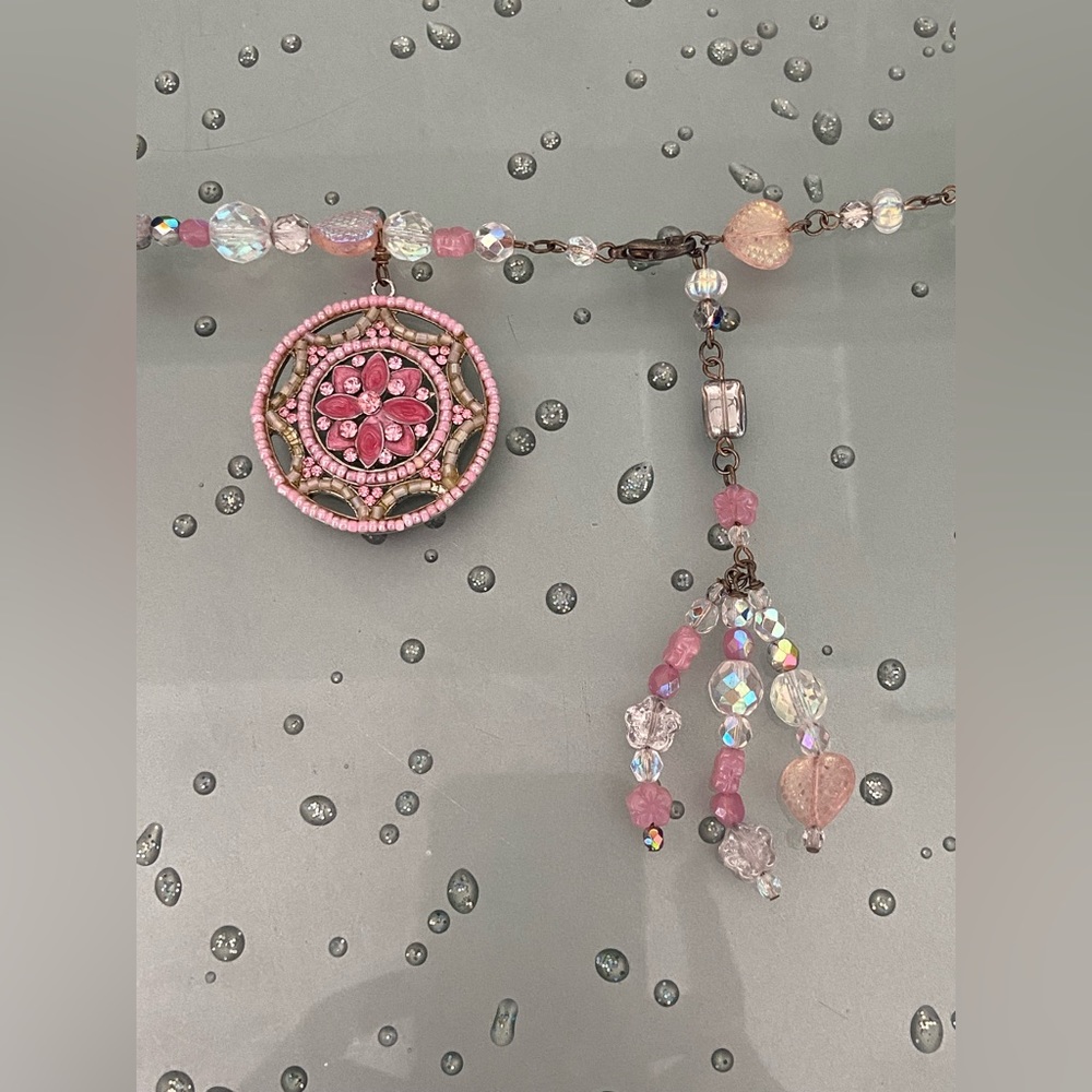 Pink Jeweled Adjustable Beaded Elegant Waist / Hip Bohemian Belt - Picture 2 of 4